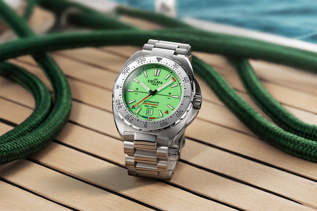 DELMA Oceanmaster Lume with fully luminous green dial