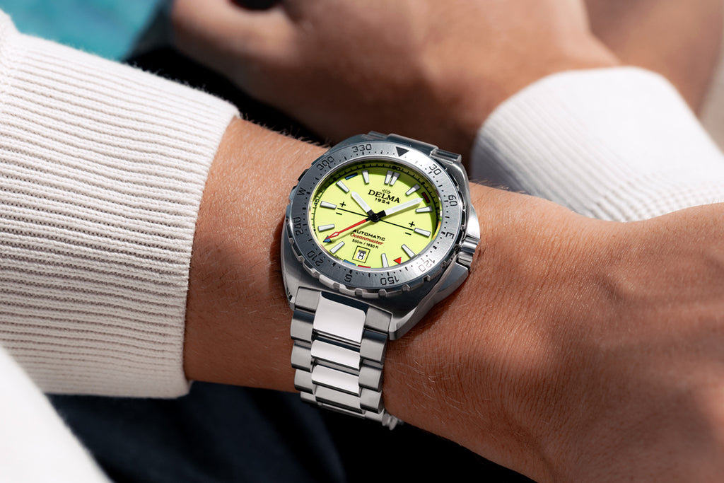 DELMA Oceanmater Lume with fully luminous yellow dial